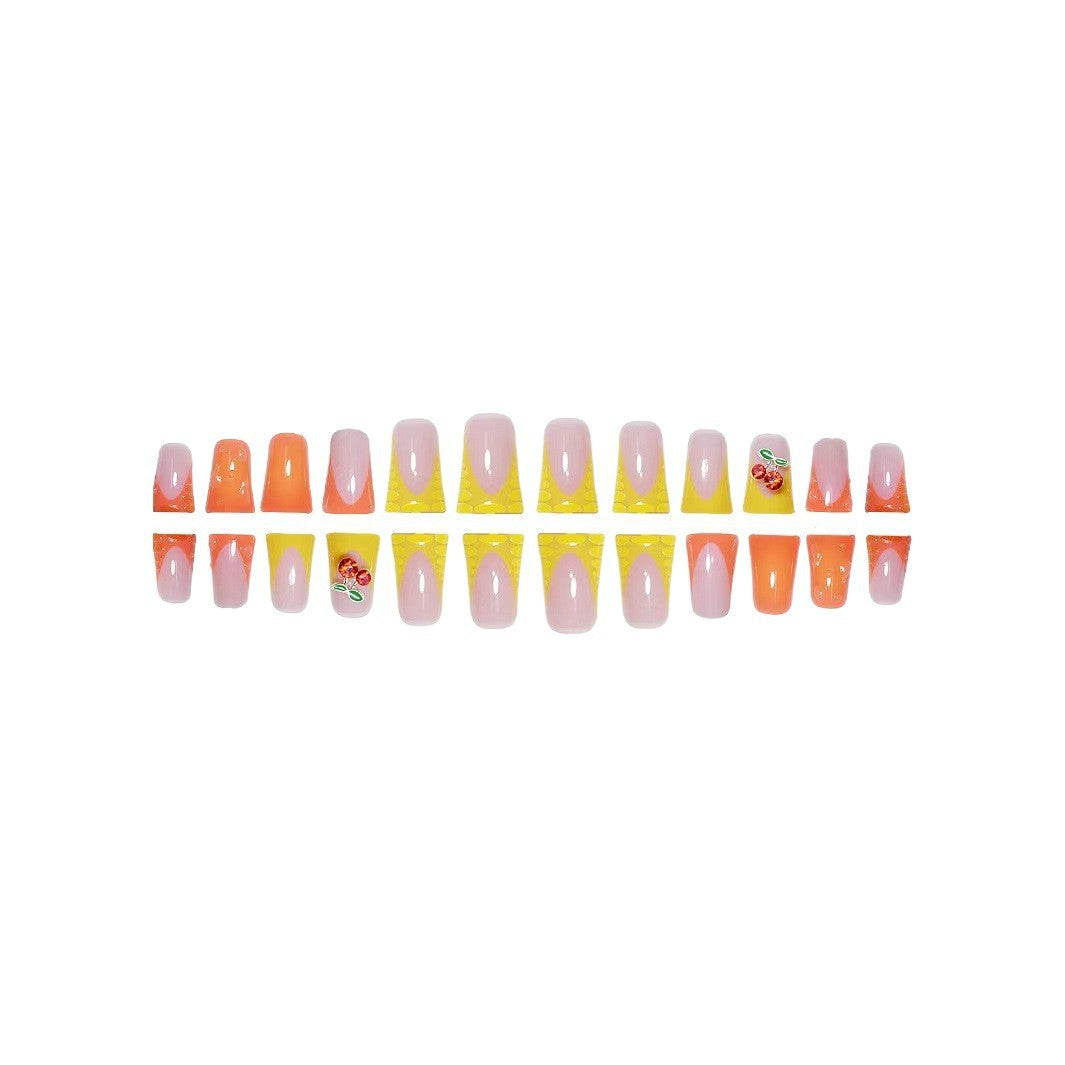 Creative Cherry-Themed Press-On Nail Art Kalsten