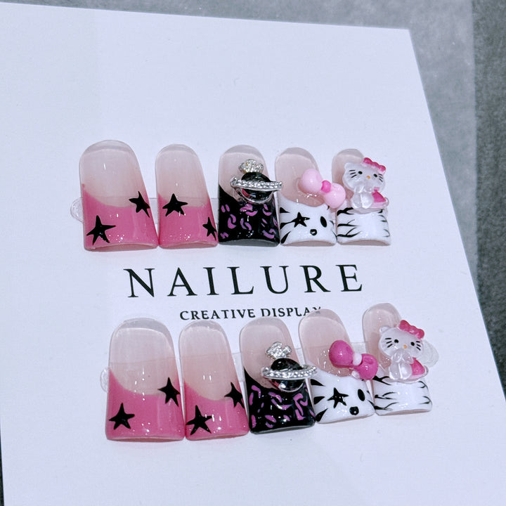 Decorative Character-Themed Press-On Nail Art Set