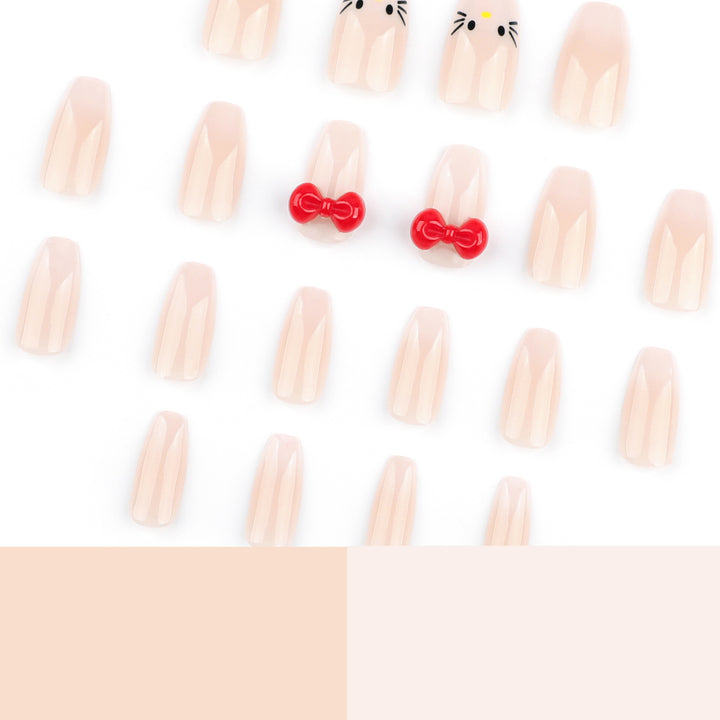 Artistic artificial nails with cute animal design and bow accents Kalsten