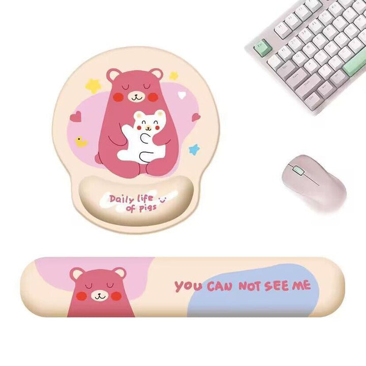 Cute Cartoon Bear-Themed Gaming Mouse Wrist Rest