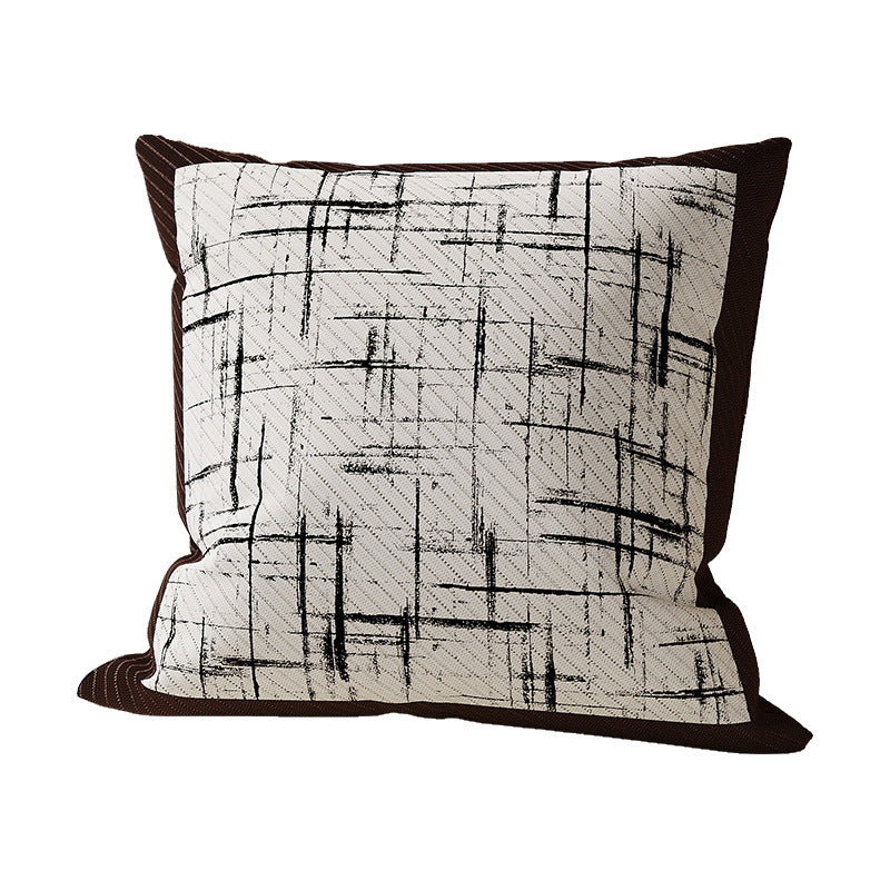 Textured Abstract Brushstroke Cotton-Linen Square Throw Pillow Cover with Hidden Zipper