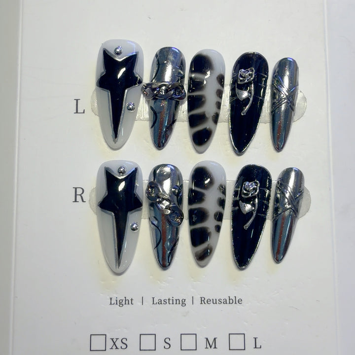Elegant Gothic-Inspired Press-On Nail Art Set