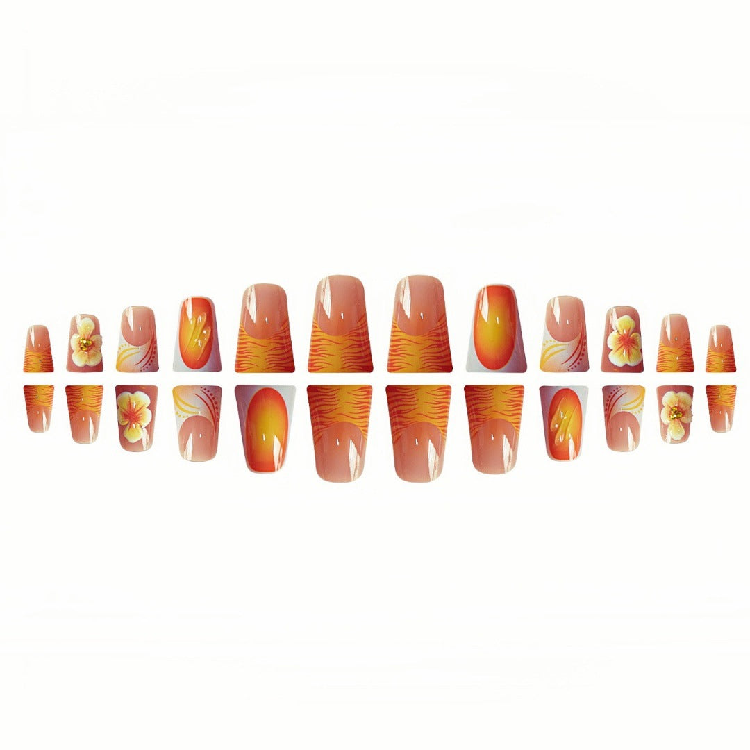 Decorative Floral Press-On Nail Set Kalsten