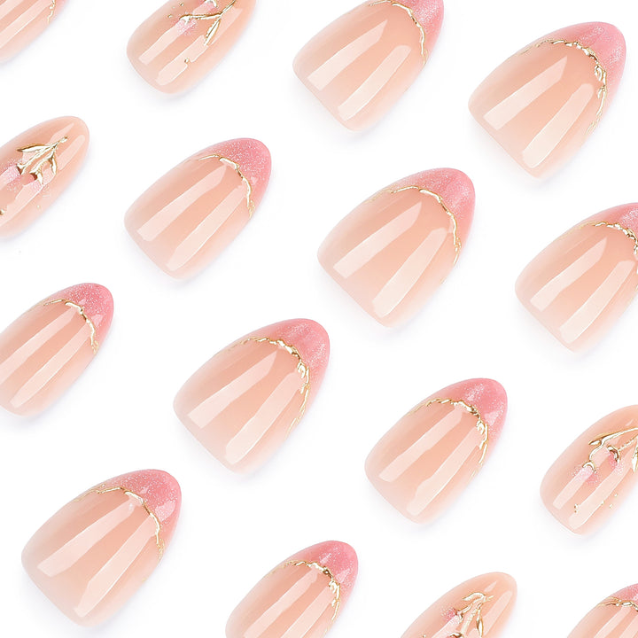 Elegant artificial nails with floral design and glitter Kalsten