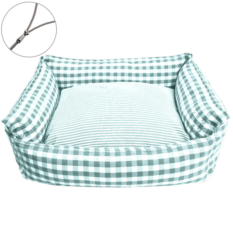 Cozy Gingham Dog Bed
