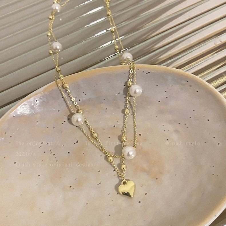 Heart-Embellished Layered Necklace Kalsten