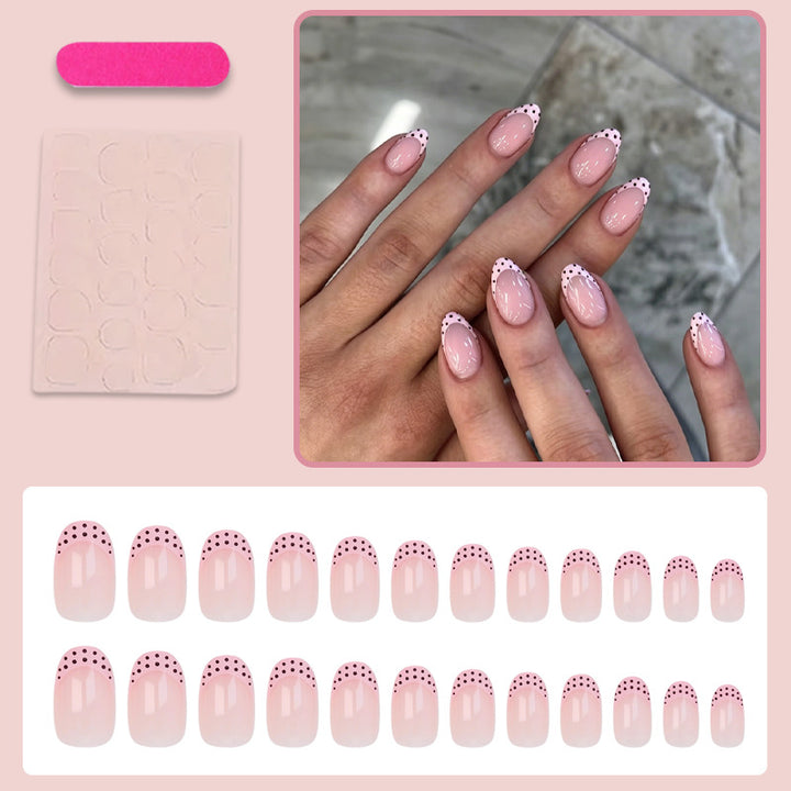 Artificial nail set with elegant tips and playful dots Kalsten