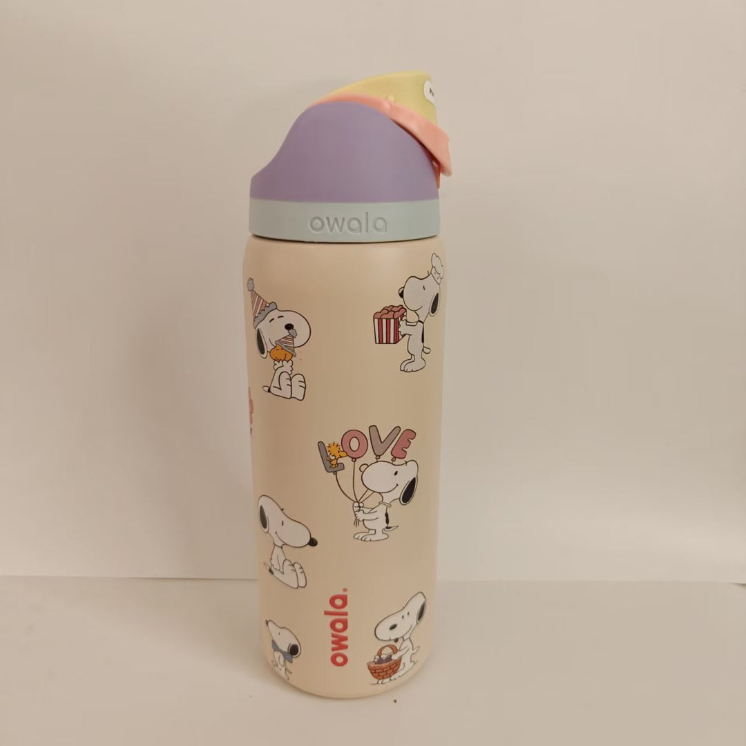 Double-Wall Vacuum Insulated Stainless Steel Travel Bottle With Flip Straw Leakproof Lid And Character Print