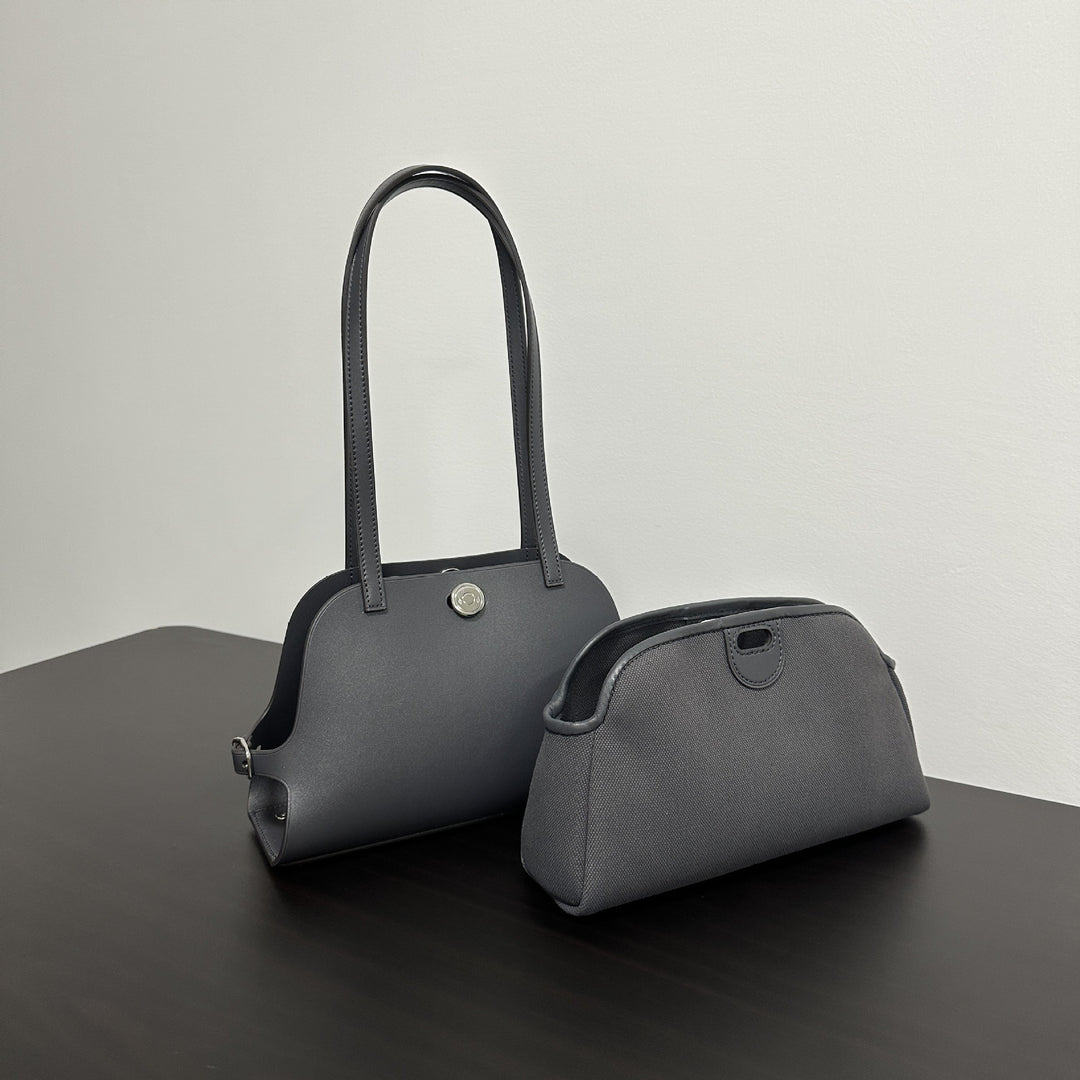 Structured Dome Tote with Long Double Shoulder Straps