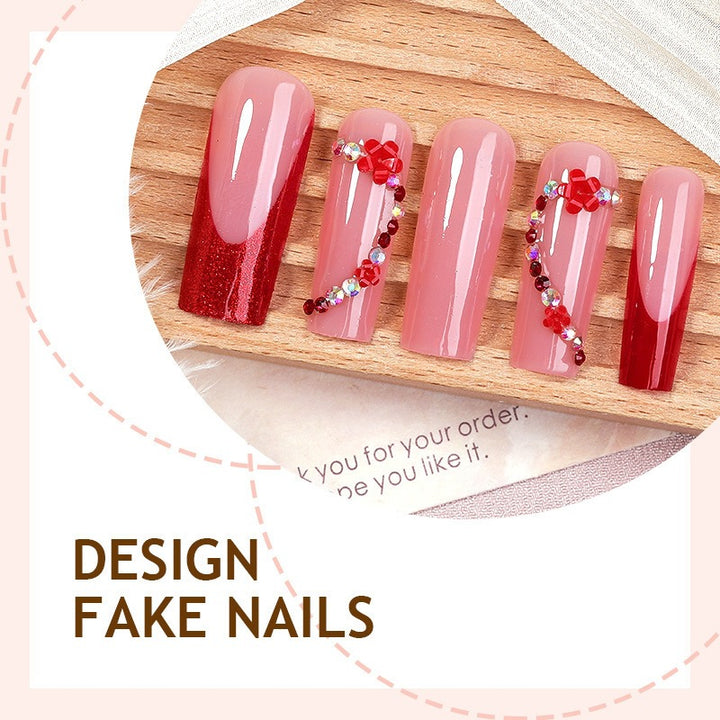 Artificial nail set with decorative accents and glitter Kalsten
