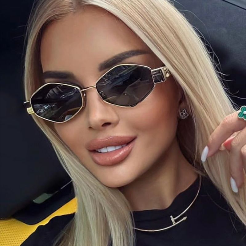 Women's hexagonal designer sunglasses with innovative metal frame Kalsten
