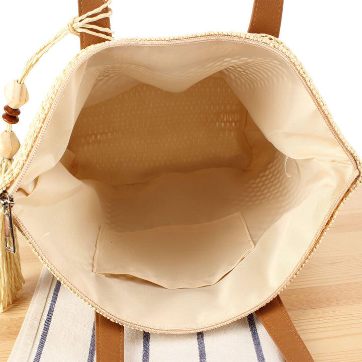 Handbag Made from Handwoven Natural Material with Elegant Tassel Details Kalsten