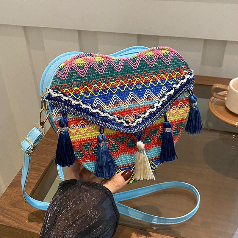 Bohemian Heart-Shaped Crossbody Bag