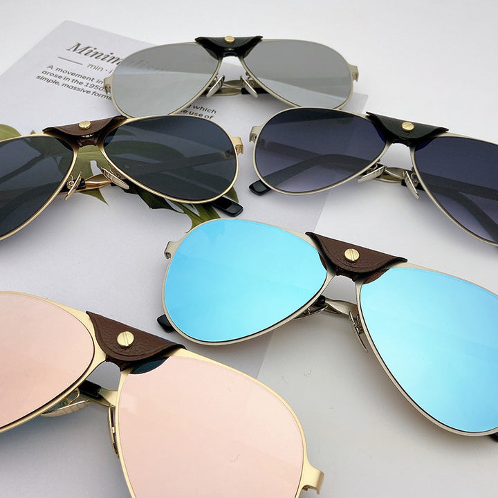 Retro Pilot Sunglasses with Blue Tinted Lenses Kalsten