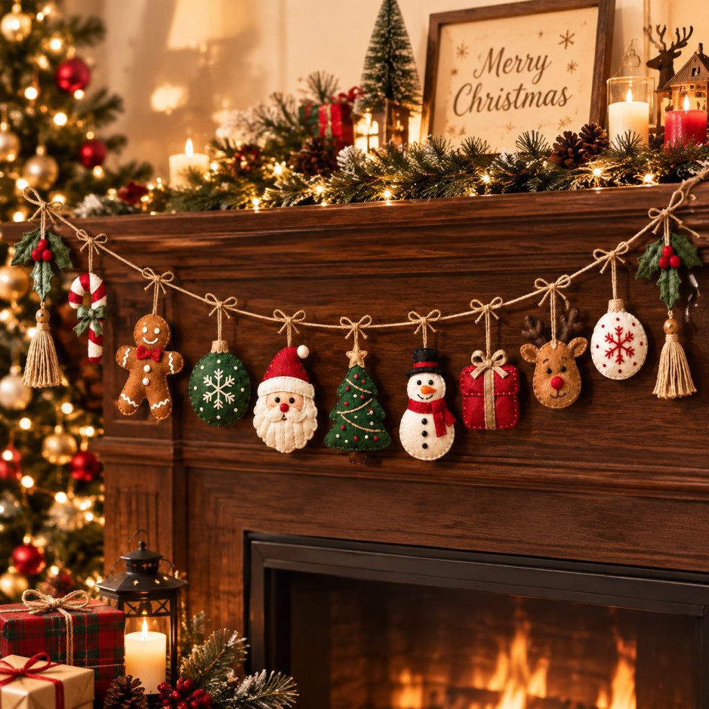 Festive Handmade Felt Christmas Garland