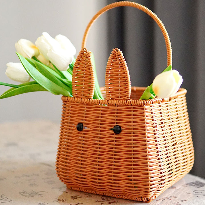 Cute Rabbit Ears Woven Storage Basket Kalsten
