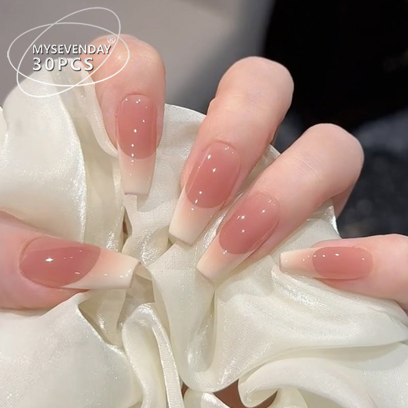 Glossy French Tip Press-On Nail Set Kalsten