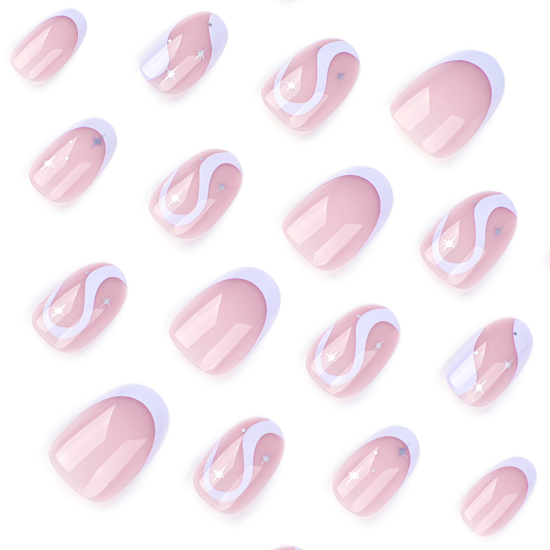 Artful nail art with elegant wave lines and glitter effects Kalsten