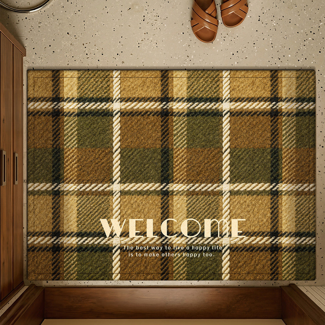 Plaid Patterned Welcome Mat