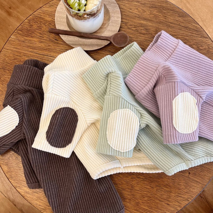 Ribbed Mock-Neck Pet Sweater with Contrast Patch & Sherpa Cuff