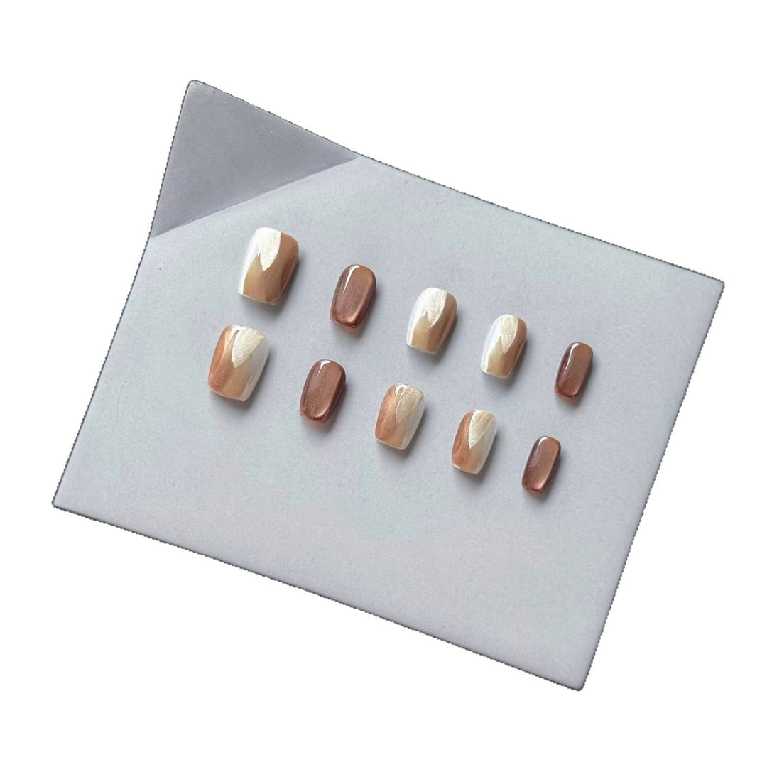 Artistic Press-On Nail Set with Glossy Finish