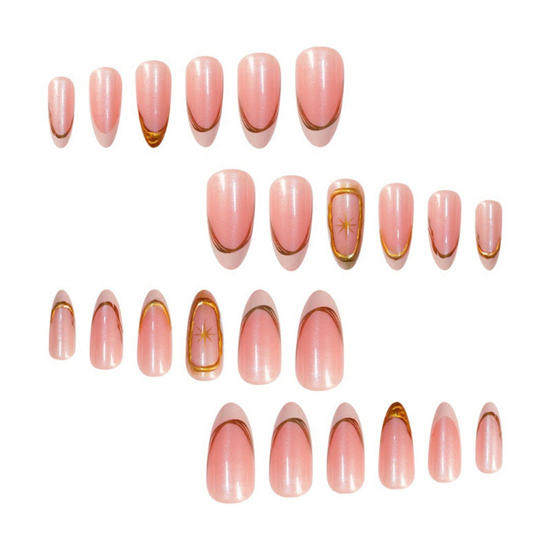 Premium Glittering French Tip Press-On Nails with Gold Accents Kalsten
