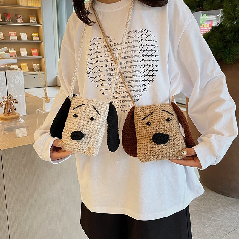 Cute Dog-Themed Crochet Crossbody Bag