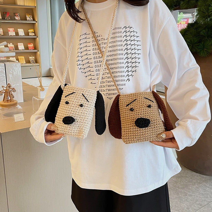 Cute Dog-Themed Crochet Crossbody Bag