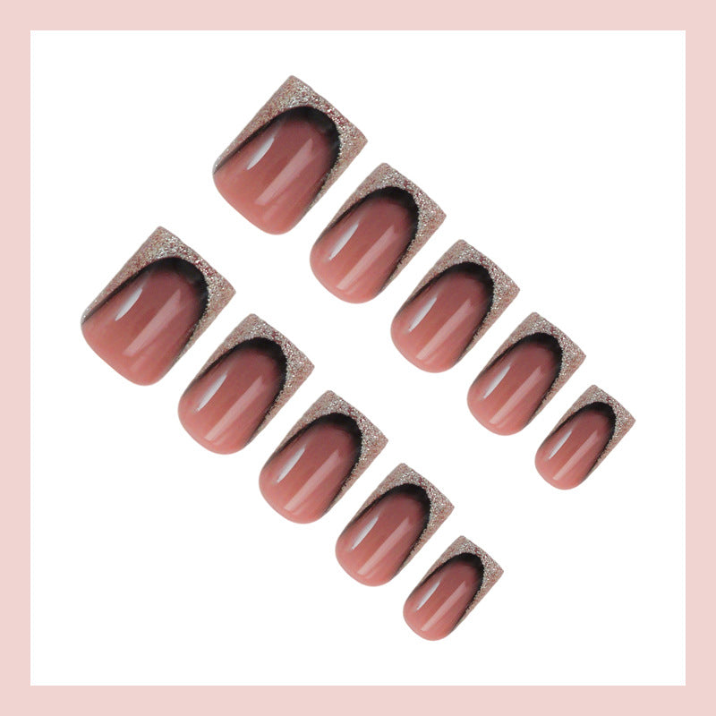 Nail set with luxurious glitter French tips Kalsten