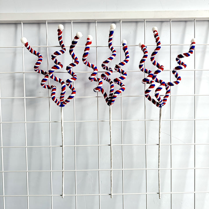 Unisex decorative spiral decoration stake with tinsel vines and ball ends Kalsten