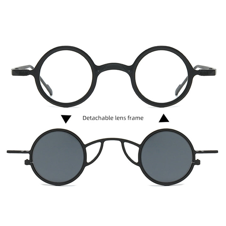 Women's Retro Round Sunglasses with Double Frame Kalsten
