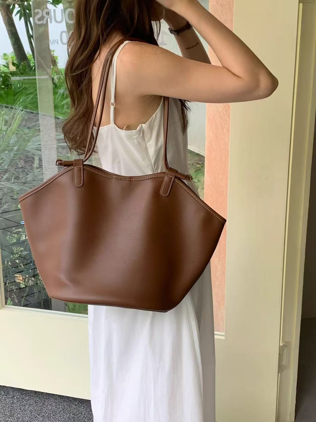 Spacious Leather Tote Bag