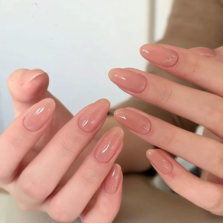 Elegant Almond Shaped Glossy Nail Enhancements