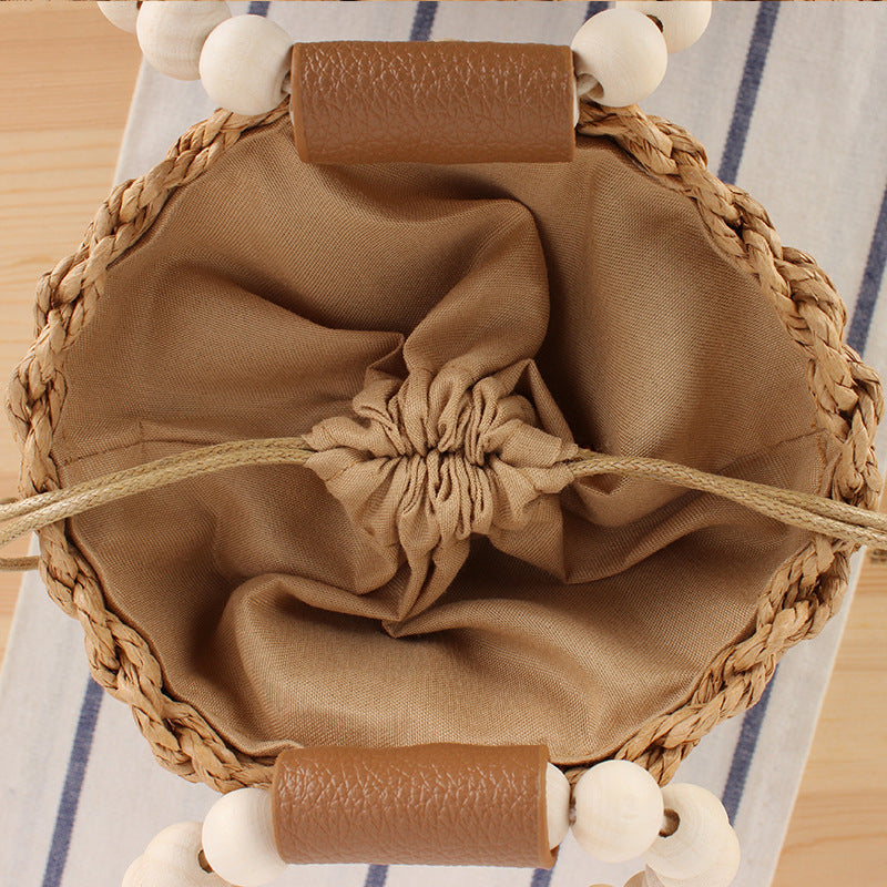 Trendy Handbag with Wooden Bead Handle Kalsten