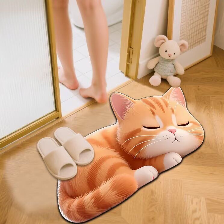 Cute Cat-Themed Bath Mat Kalsten