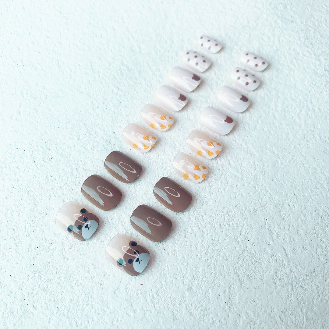 Cute Bear-Themed Nail Art