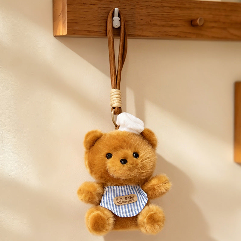 Plush Calico Cat Strawberry Mini Bag Charm Keychain with Soft Rope Loop & Metal Clip Kalsten