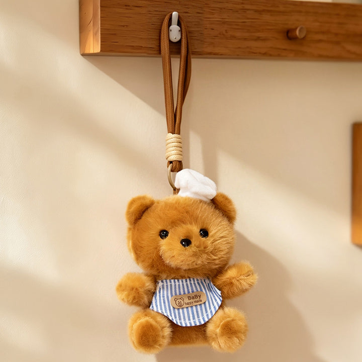 Plush Calico Cat Strawberry Mini Bag Charm Keychain with Soft Rope Loop & Metal Clip Kalsten