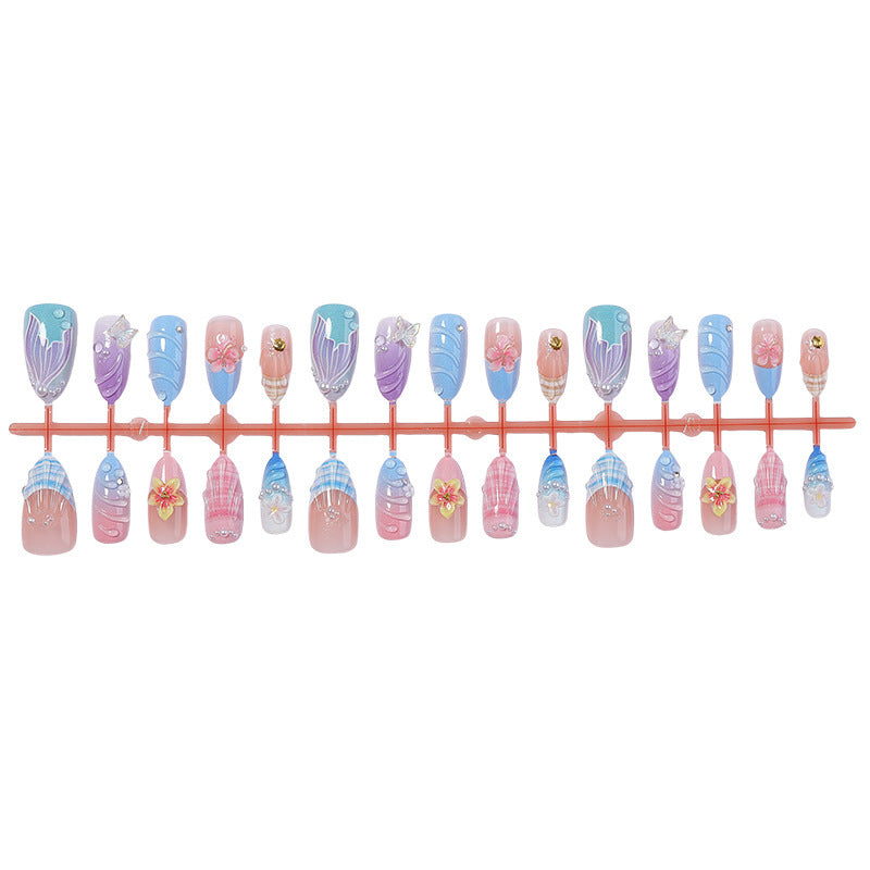 Artificial nail set with elegant floral accents and creative designs Kalsten