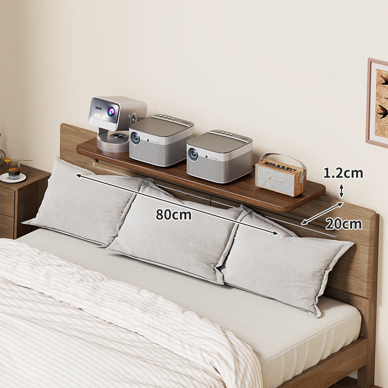 Wall-Mounted Slim Floating Headboard Shelf with Rounded Corners and Concealed Brackets