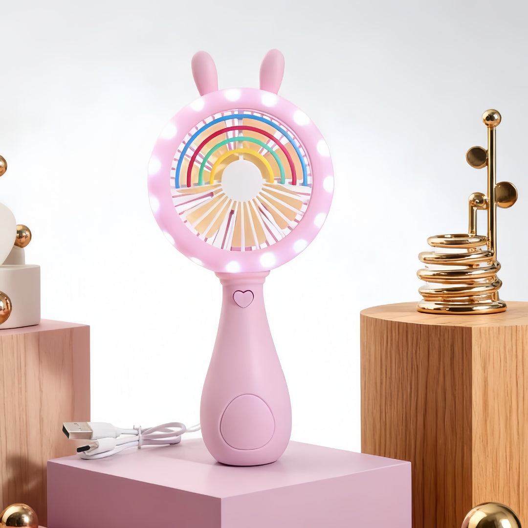 Women’s Portable USB Hand Fan with LED Lights and Creative Design Kalsten