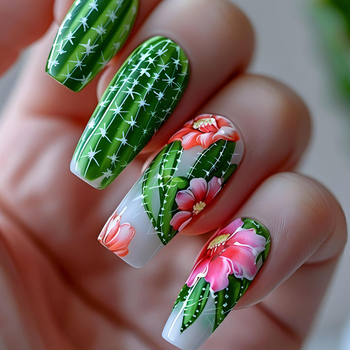 Decorative Floral Cactus Nail Art Kalsten