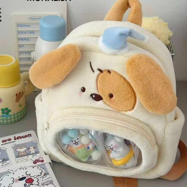 Plush Dog Backpack with Transparent Viewing Window Kalsten