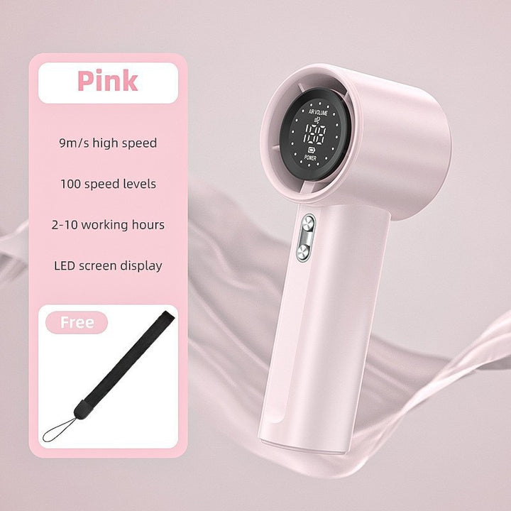 Cooling handheld bladeless personal fan with LED speed display and ultra-quiet brushless motor Kalsten