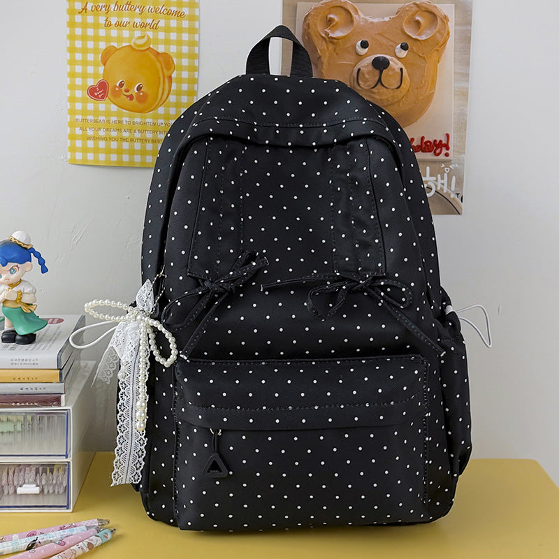 Stylish Polka Dot Patterned School Backpack Kalsten