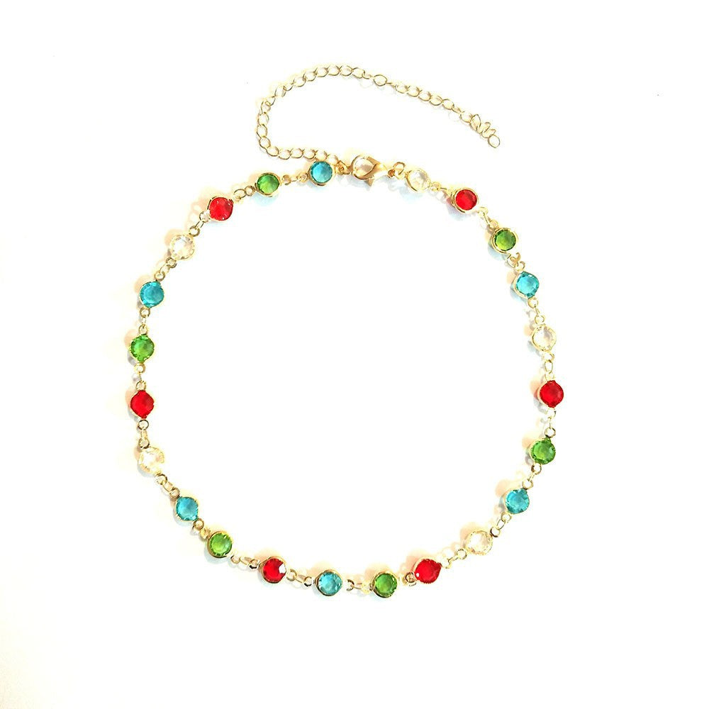 Colorful Gemstone Chain Necklace Kalsten