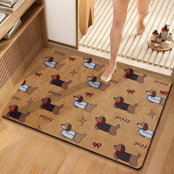 Cartoon Dog-Themed Bath Mat for Bathroom