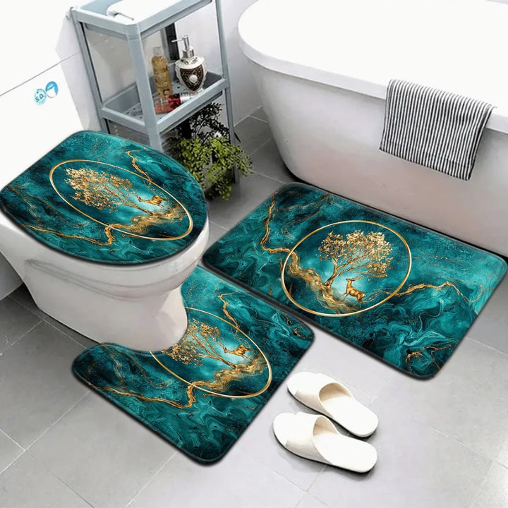 Artistic Marble Print Bath Mat Set Kalsten