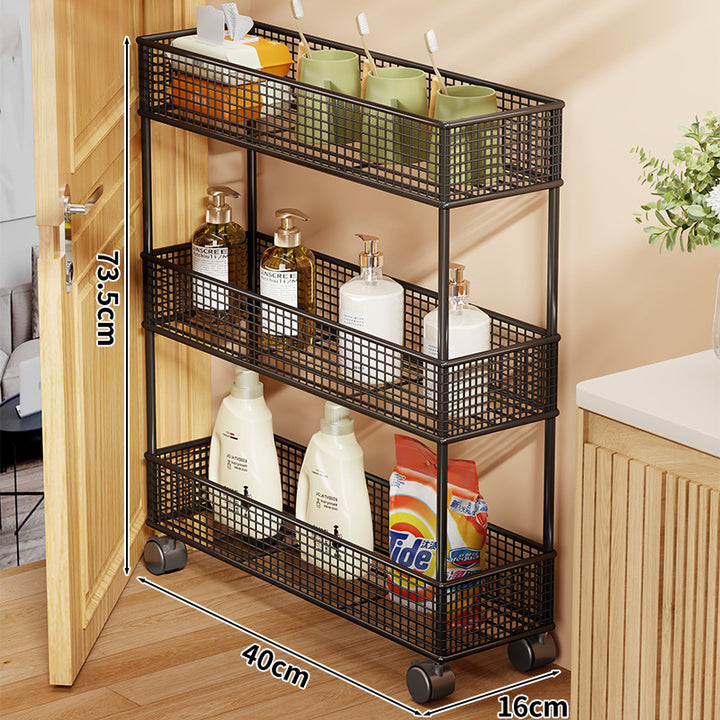 Slim Narrow Pull-Out Mesh Storage Organizer for Cabinet and Door Gap