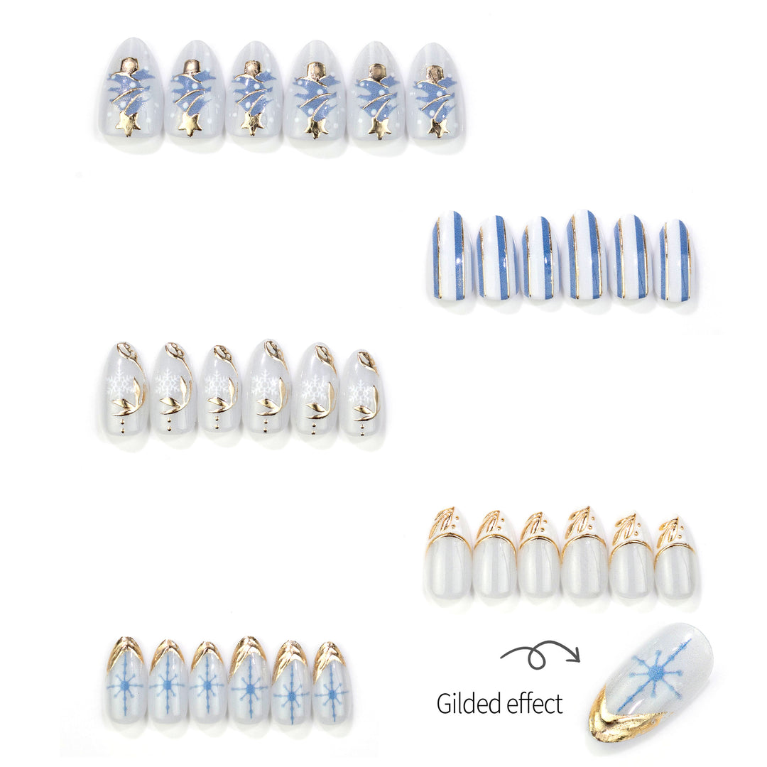 Winter-Themed Press-On Nail Set with Elegant Holiday Designs Kalsten